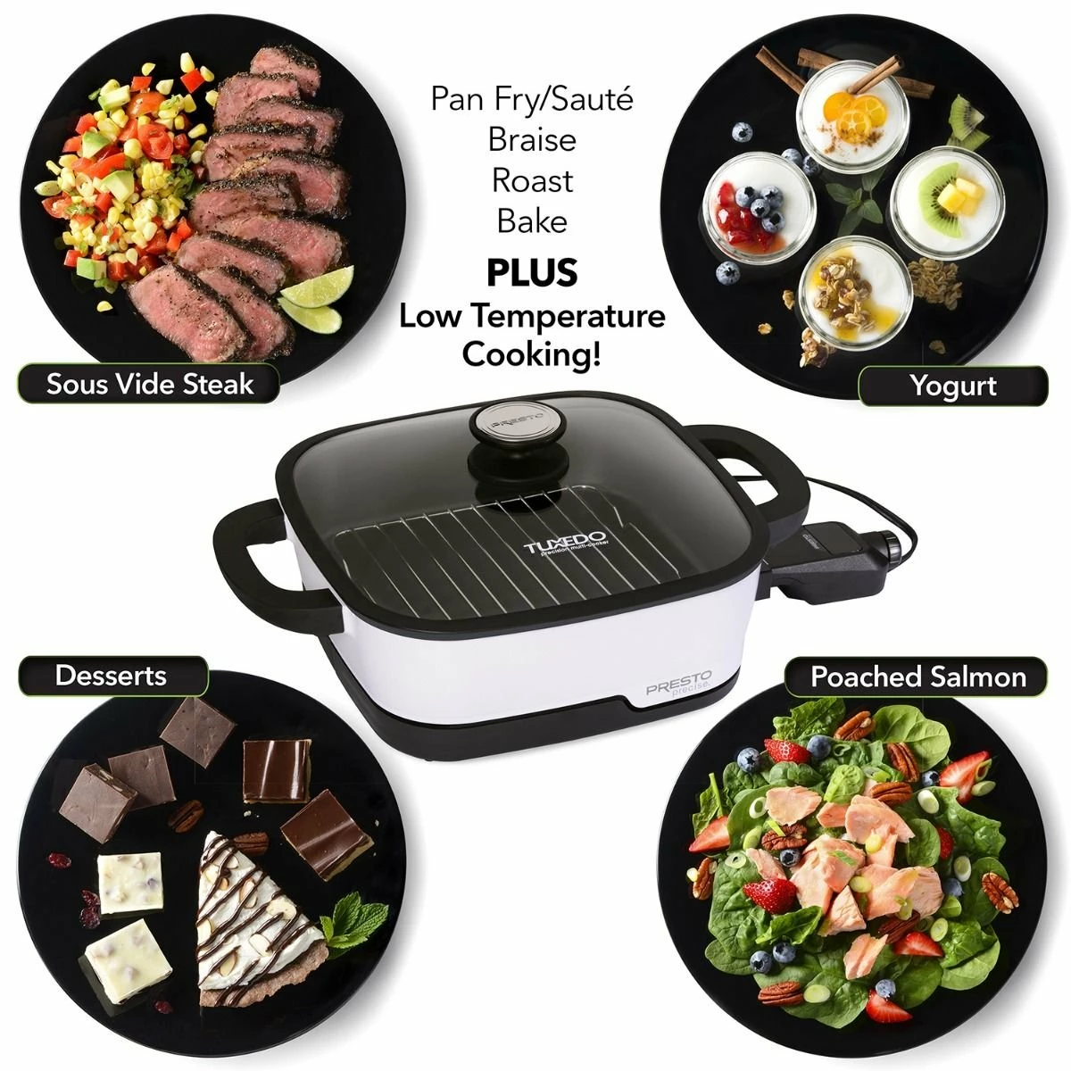 Presto® 12" Precise Tuxedo Digital Precision Skillet Multi Cooker 5 Presto® 12" Precise Tuxedo Digital Precision Skillet Multi Cooker - Image 5