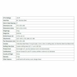 LEM Dual Grind #8 Big Bite Meat Grinder | 0.5HP 16 LEM Dual Grind #8 Big Bite Meat Grinder | 0.5HP -Coffee Sales 1784specs