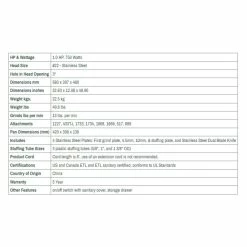 LEM Dual Grind #22 Big Bite Meat Grinder | 1HP 13 LEM Dual Grind #22 Big Bite Meat Grinder | 1HP -Coffee Sales 1786specs