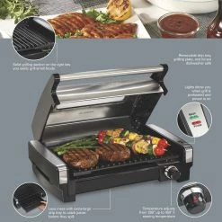 Hamilton Beach Home Hamilton Beach Searing Grill With Lid Window -Coffee Sales 25361 pkg side eng