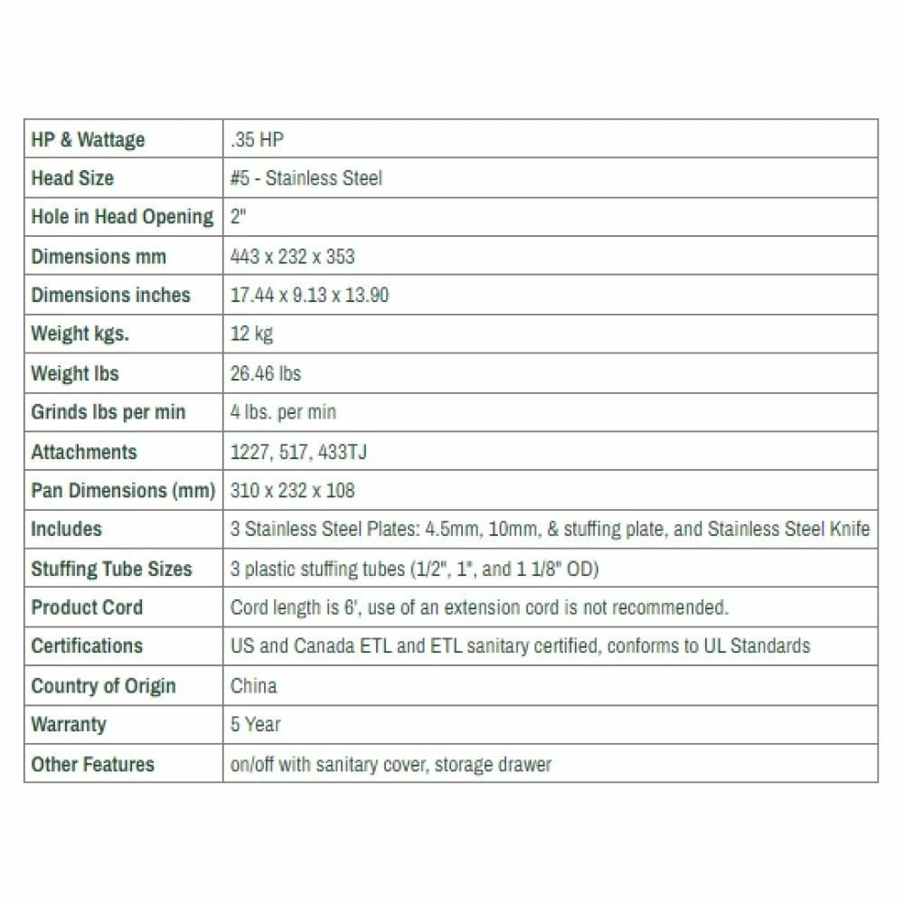 LEM Big Bite Meat Grinder #5 With 1/8" (3mm) And 1/4" (6mm) Grinder Plates 4 LEM Big Bite Meat Grinder #5 With 1/8" (3mm) And 1/4" (6mm) Grinder Plates - Image 4