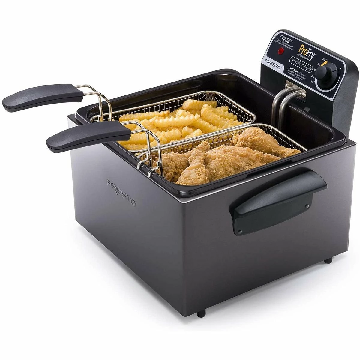 Presto® 5 Qt. Stainless Steel Dual Basket ProFry® Immersion Element Deep Fryer | Black 1 Presto® 5 Qt. Stainless Steel Dual Basket ProFry® Immersion Element Deep Fryer | Black