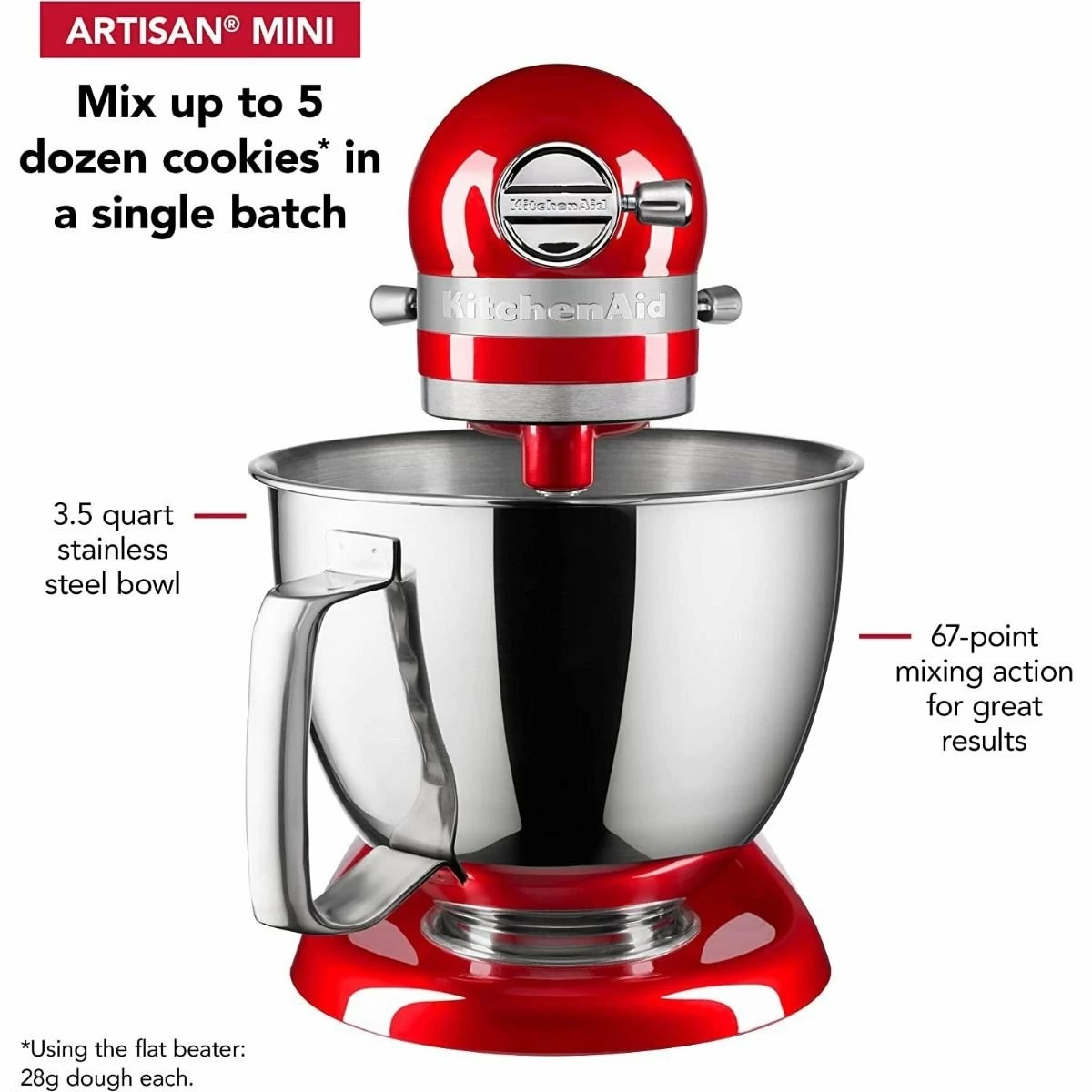 KitchenAid 3.5-Quart Artisan Mini Plus Tilt-Head Stand Mixer | Candy Apple Red 3 KitchenAid 3.5-Quart Artisan Mini Plus Tilt-Head Stand Mixer | Candy Apple Red - Image 3
