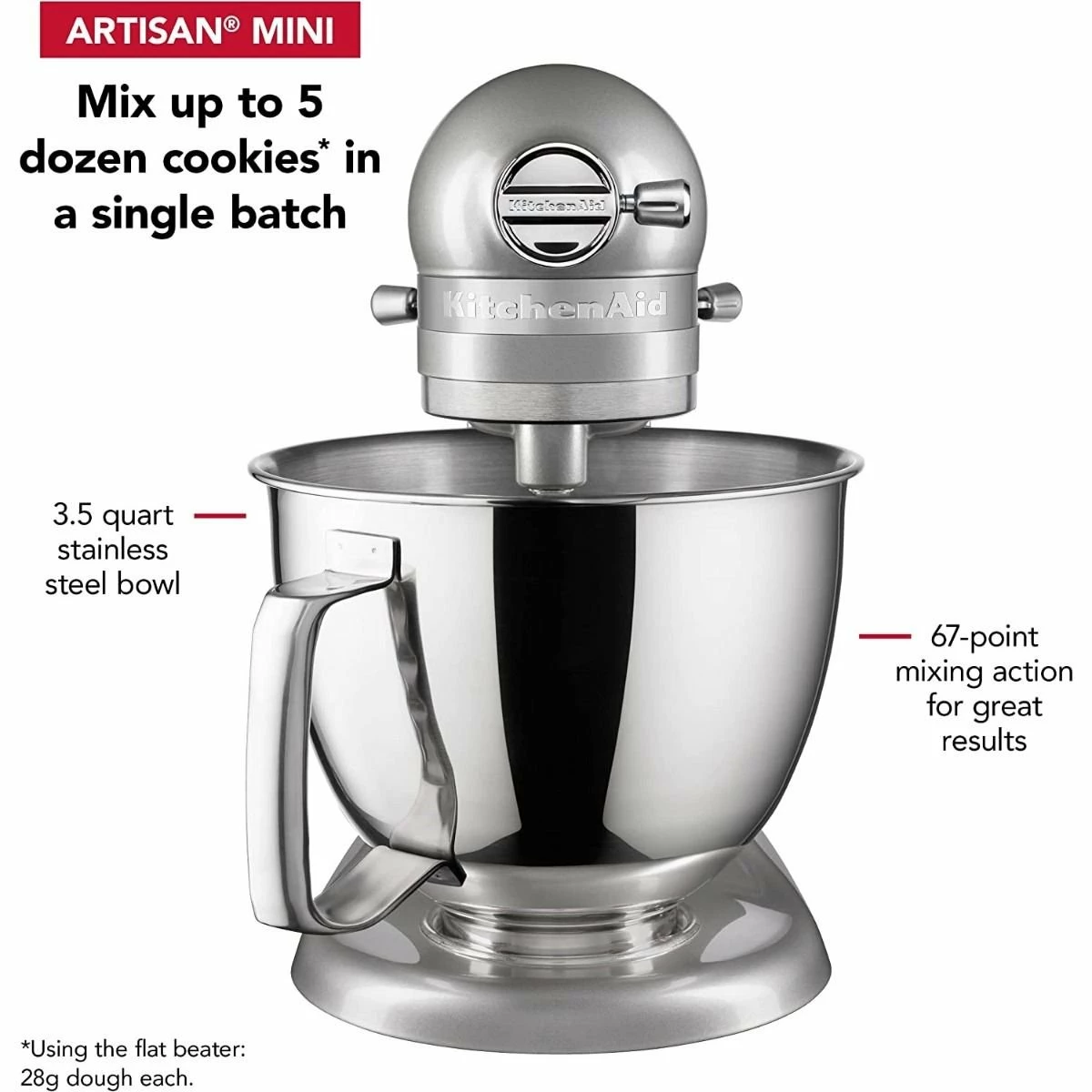 KitchenAid 3.5-Quart Artisan Mini Plus Tilt-Head Stand Mixer | Contour Silver 3 KitchenAid 3.5-Quart Artisan Mini Plus Tilt-Head Stand Mixer | Contour Silver - Image 3