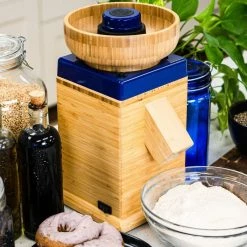 NutriMill Harvest Grain Mill | Blue + Cutting Board & Canister Bundle -Coffee Sales blueharv3 1