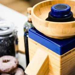 NutriMill Harvest Grain Mill | Blue + Cutting Board & Canister Bundle -Coffee Sales blueharv4 1