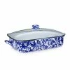 Golden Rabbit Enamelware 16" X 12.5" Roasting Pan With Lid | Cobalt Swirl