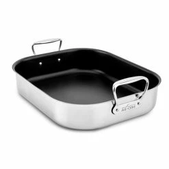 All-Clad Nonstick Roaster With Rack | Large - 16" X 13" -Coffee Sales e751s264 non stick roasting pan with rack 16 x 13 all clad 1