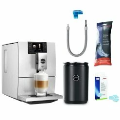 Jura ENA 8 Signature Line Automatic Coffee & Espresso Machine With Touch Screen | Massive Aluminum + Smart Connect + Milk Cooler + Replacement Water Filter & Descaling Tabs