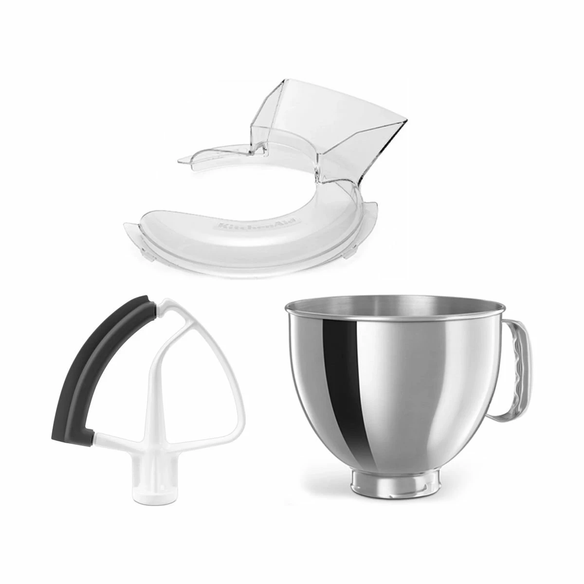 KitchenAid 5-Quart Stainless Steel Bowl + Flex Edge Beater + Pouring Shield | Fits 4.5-Quart & 5-Quart KitchenAid Tilt-Head Stand Mixers 2 KitchenAid 5-Quart Stainless Steel Bowl + Flex Edge Beater + Pouring Shield | Fits 4.5-Quart & 5-Quart KitchenAid Tilt-Head Stand Mixers - Image 2