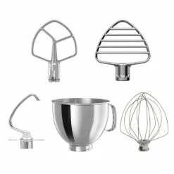 KitchenAid 5-Quart Stainless Steel Bowl + Stainless Steel Pastry Beater Accessory Pack | Fits 5-Quart KitchenAid Tilt-Head Stand Mixers