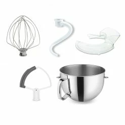 KitchenAid 6-Quart Stainless Steel Bowl + Flex Edge Accessory Pack + Pouring Shield | Fits 6-Quart KitchenAid Bowl-Lift Stand Mixers -Coffee Sales ekb ka6qtbowl accessories 1
