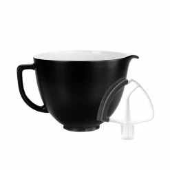 KitchenAid 5-Quart Black Matte Ceramic Bowl + Flex Edge Beater | Fits 4.5-Quart & 5-Quart KitchenAid Tilt-Head Stand Mixers
