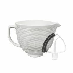 KitchenAid 5-Quart White Chocolate Textured Ceramic Bowl + Flex Edge Beater | Fits 4.5-Quart & 5-Quart KitchenAid Tilt-Head Stand Mixers