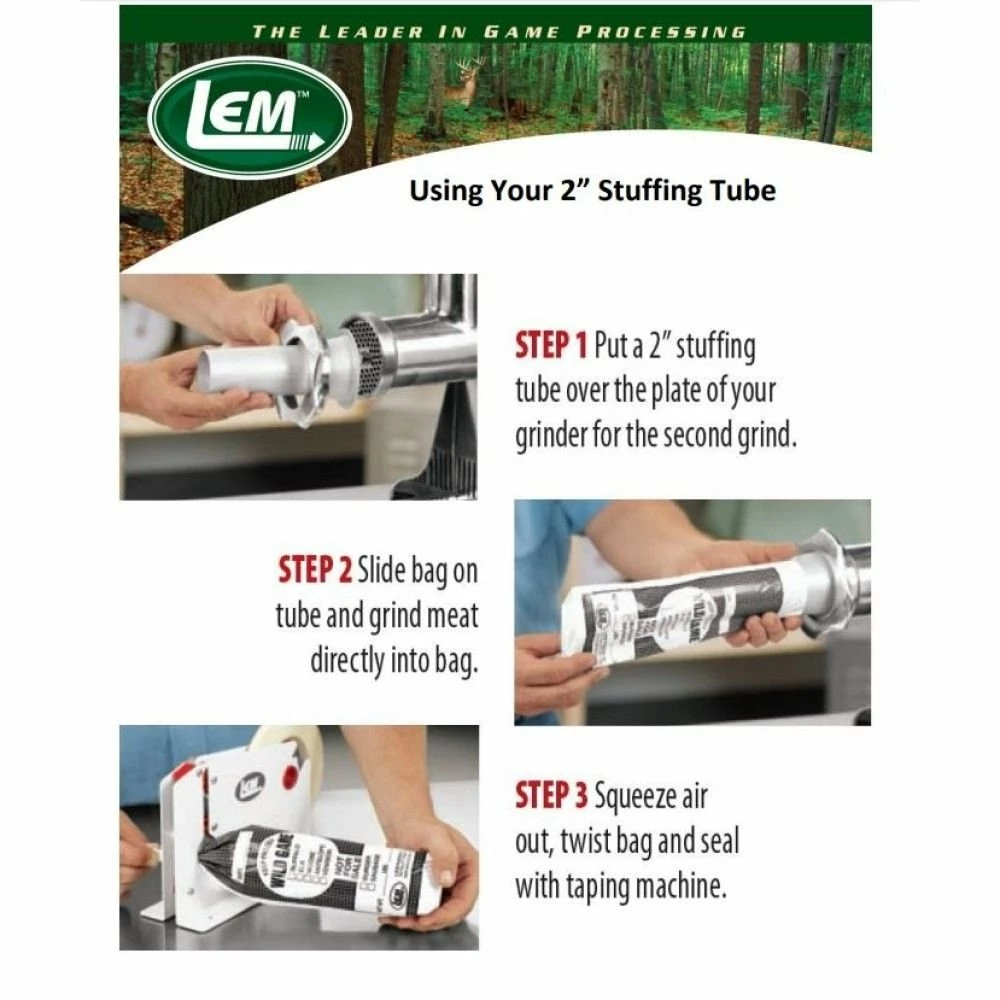 LEM 2" Stainless Steel Stuffing Tube - #20/22 2 LEM 2" Stainless Steel Stuffing Tube - #20/22 - Image 2