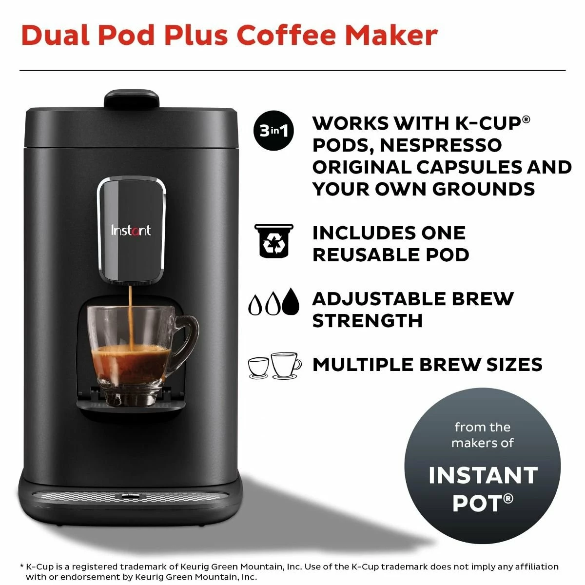 Instant Dual Pod Plus Coffee Machine | Black 2 Instant Dual Pod Plus Coffee Machine | Black - Image 2