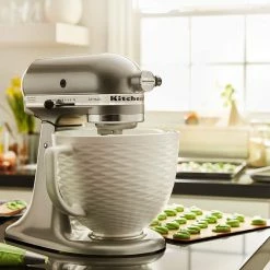 KitchenAid 5-Quart White Chocolate Textured Ceramic Bowl + Flex Edge Beater | Fits 4.5-Quart & 5-Quart KitchenAid Tilt-Head Stand Mixers -Coffee Sales kawhite2