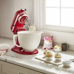 KitchenAid 5-Quart Confetti Sprinkle Ceramic Bowl + Flex Edge Beater | Fits 4.5-Quart & 5-Quart KitchenAid Tilt-Head Stand Mixers -Coffee Sales kconf3 1