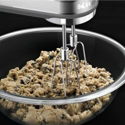KitchenAid 7-Speed Hand Mixer | Contour Silver 5 KitchenAid 7-Speed Hand Mixer | Contour Silver -Coffee Sales kitchenaid 7 speed hand mixer khm7210 profile view with cookie dough