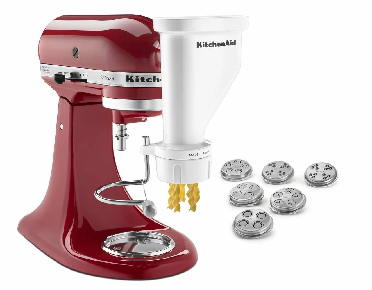 KitchenAid Gourmet Pasta Press Attachment (Bucatini, Rigatoni, Spaghetti, Fusilli, Large & Small Macaroni) 1 KitchenAid Gourmet Pasta Press Attachment (Bucatini, Rigatoni, Spaghetti, Fusilli, Large & Small Macaroni)
