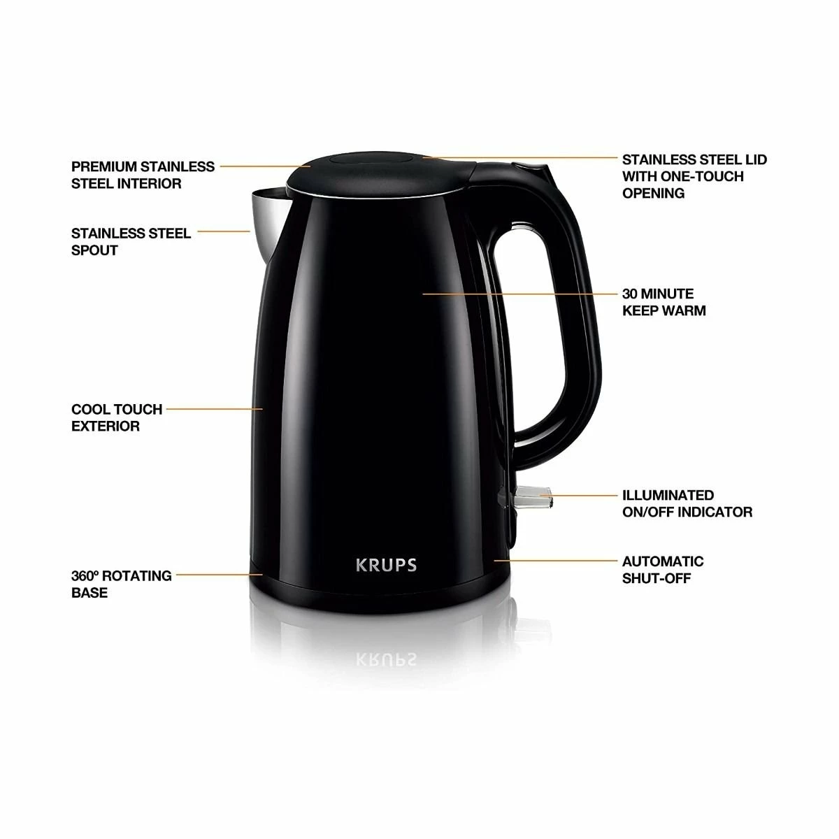 Krups 10-Cup Cool Touch Kettle With Heat Protection | Black 2 Krups 10-Cup Cool Touch Kettle With Heat Protection | Black - Image 2