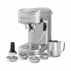 KitchenAid Semi Auto Metal Espresso Maker | Brushed Stainless Steel -Coffee Sales onwhite3 4