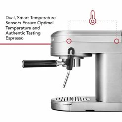 KitchenAid Semi Auto Metal Espresso Maker | Brushed Stainless Steel -Coffee Sales onwhite4 2