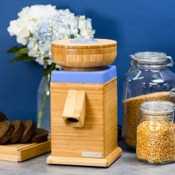 NutriMill Harvest Grain Mill | Periwinkle + Cutting Board & Canister Bundle -Coffee Sales peri1
