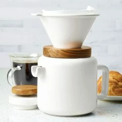 BonJour 4-Cup Stoneware Pour-Over Set | Matte White -Coffee Sales pourover2