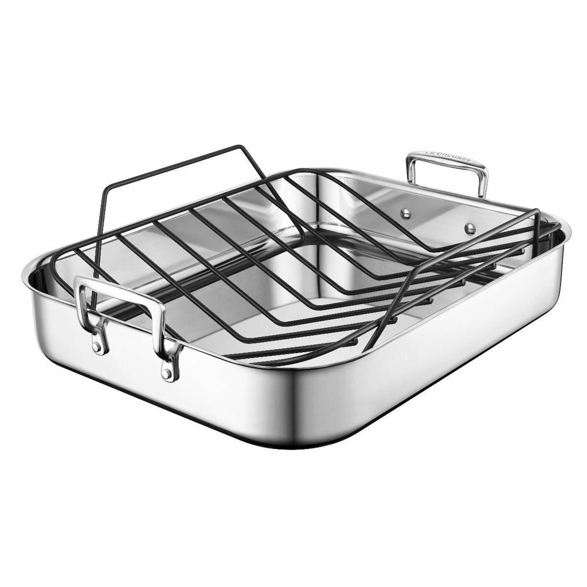 Le Creuset Large Stainless Steel Roasting Pan With Nonstick Rack 1 Le Creuset Large Stainless Steel Roasting Pan With Nonstick Rack