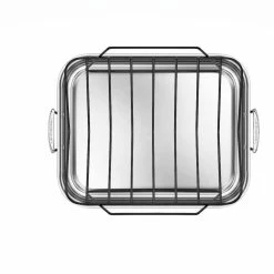 Le Creuset Large Stainless Steel Roasting Pan With Nonstick Rack 10 Le Creuset Large Stainless Steel Roasting Pan With Nonstick Rack -Coffee Sales rs7916 large pan overhead rack v7