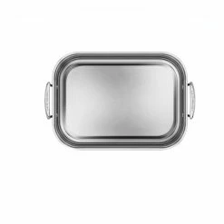 Le Creuset Stainless Steel Roasting Pan With Nonstick Rack -Coffee Sales rs7925 small pan overhead v3