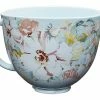 KitchenAid 5-Quart White Gardenia Patterned Ceramic Bowl | Fits 4.5-Quart & 5-Quart KitchenAid Tilt-Head Stand Mixers