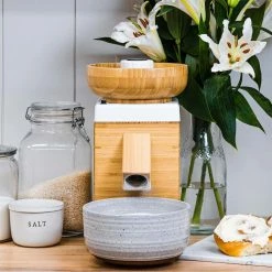 NutriMill Harvest Grain Mill | Powder Sugar White + Cutting Board & Canister Bundle -Coffee Sales whiteharv3 1