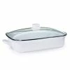 Golden Rabbit Enamelware 16" X 12.5" Roasting Pan With Lid | White